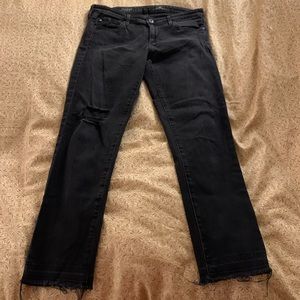 Black cigarette crop jeans